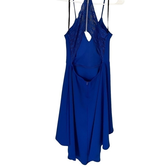 B DARLIN Dress V Neck High Low Lace Cutout Back Royal Blue Junior Size 15/16 - Picture 6 of 14